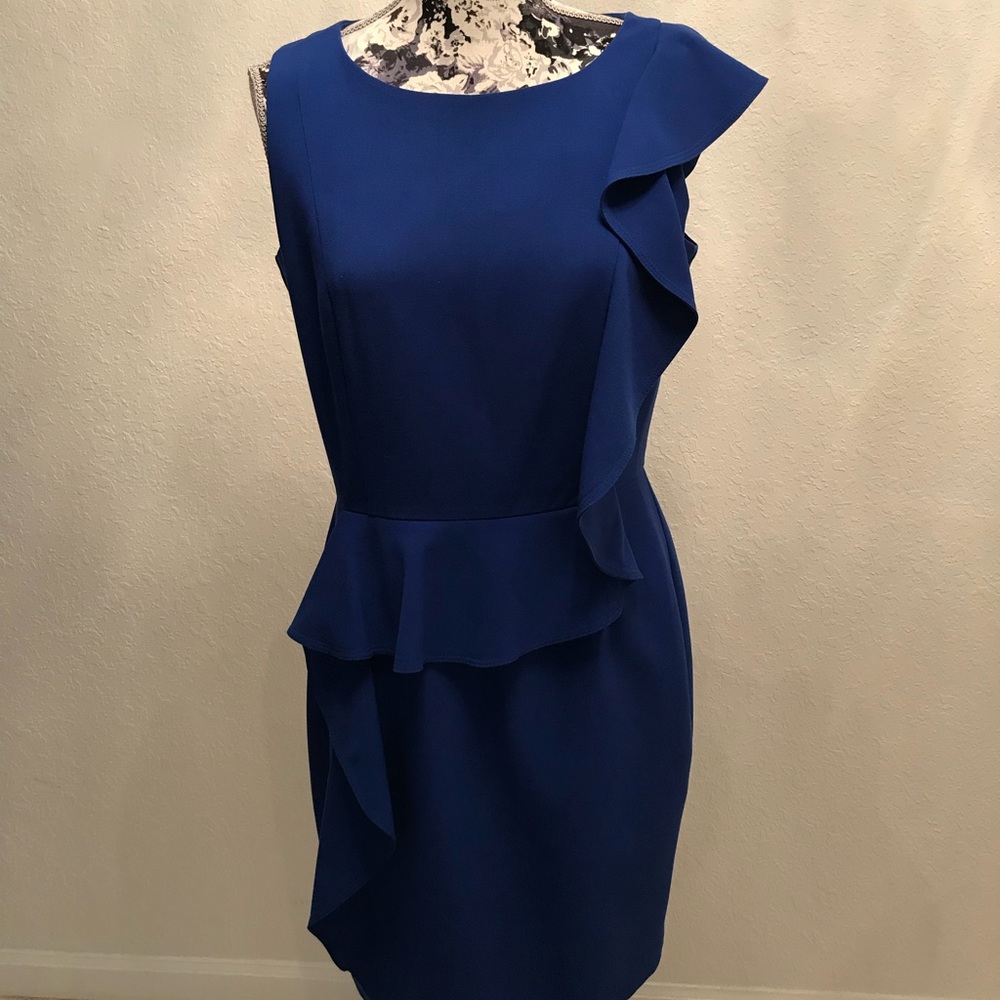 Calvin Klein Cobalt Blue Draped Dress
